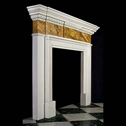 A 20th century Sienna & Statuary marble Palladian style fireplace surround 