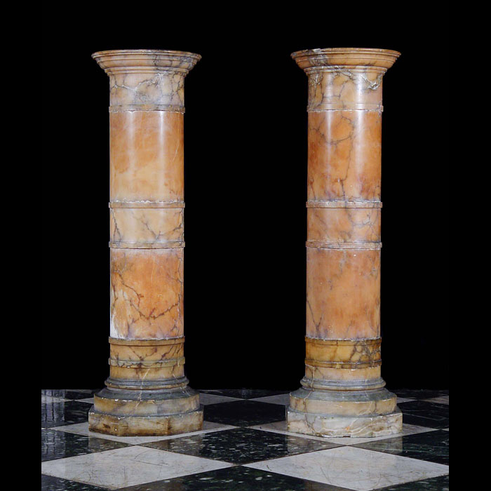 Alabaster pair of Victorian pedestals    