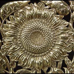Antique Brass Fire Guard in the Baroque style in a gadrooned Urn
