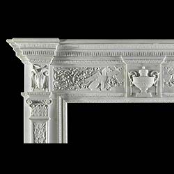 Italian neoclassical white marble fireplace surround   