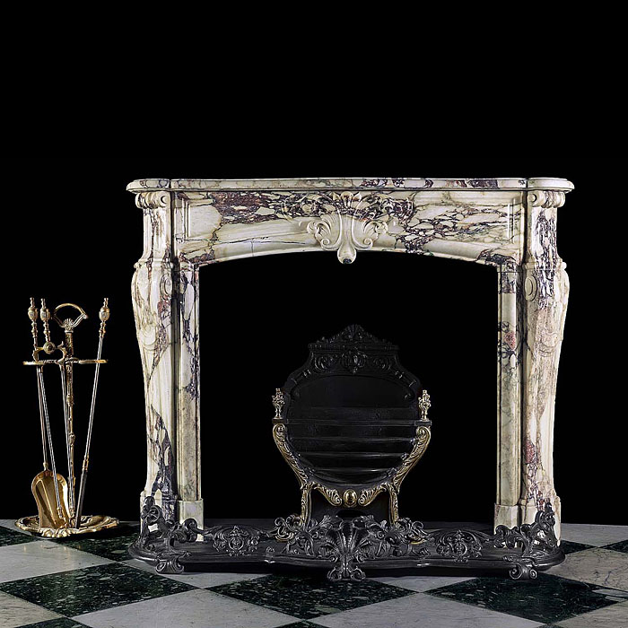Antique French Breccia Marble Fireplace
