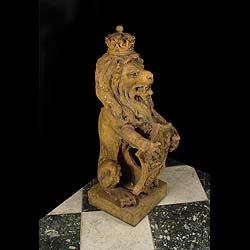 A crowned stoneware antique lion    