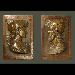 Antique Pair of Bronze Plaques depicting Mars and Perseus
