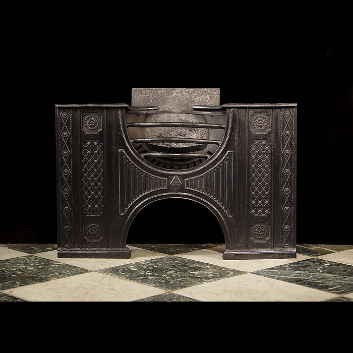Antique Hob Grate from the 18th century with decorated side panels


