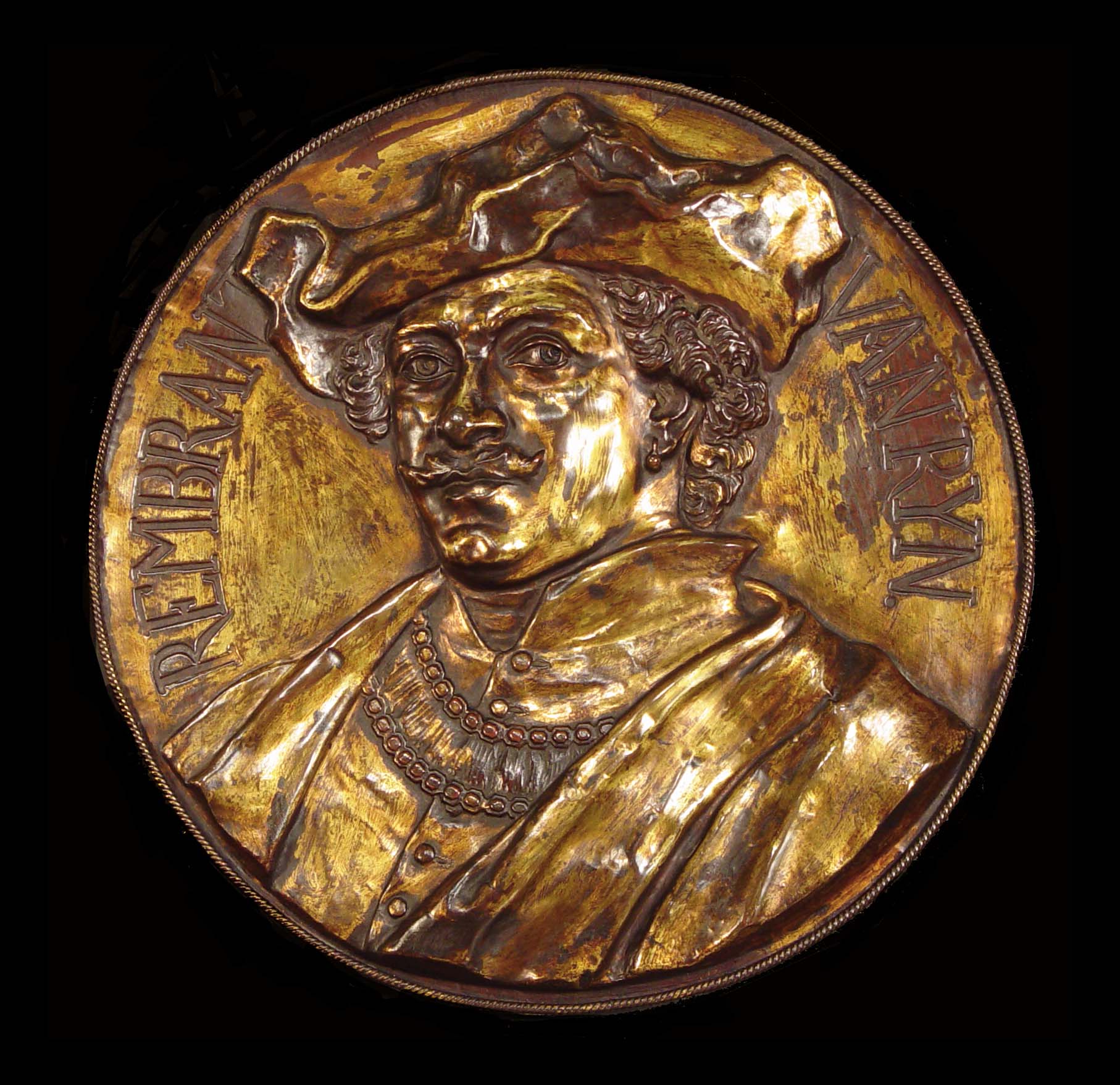 An early 20th century copper roundel of Rembrandt 