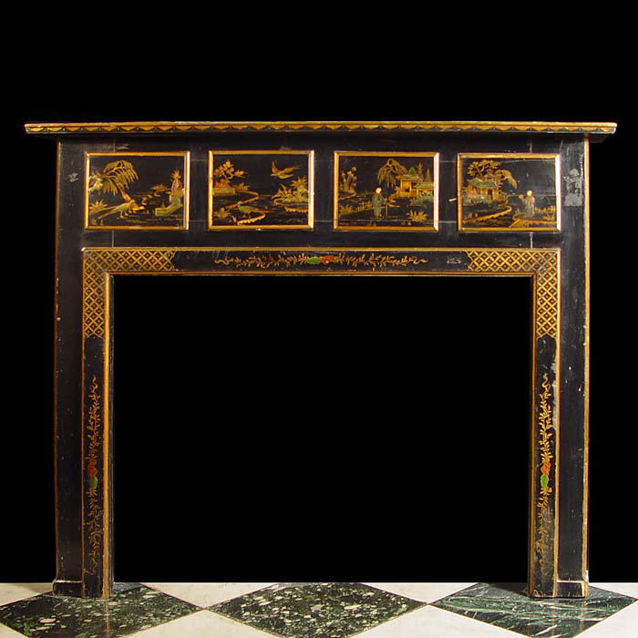 An Antique Lacquered Chinoiserie style Chimneypiece Mantel


