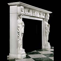 Antique Regency Greek Revival carved Marble Chimneypiece
