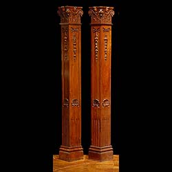  Set of Four Mahogany Corner Pilasters with Shell Motifs 
