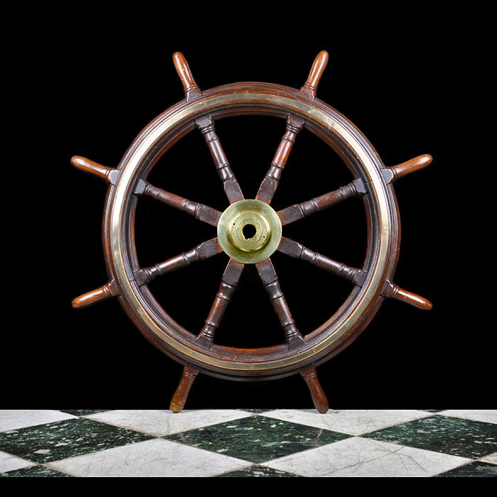 A 20th Century Mahogany Ship's Wheel 