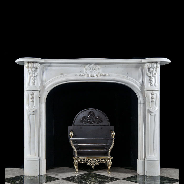 A White Statuary Marble Louis XVI Fireplace
