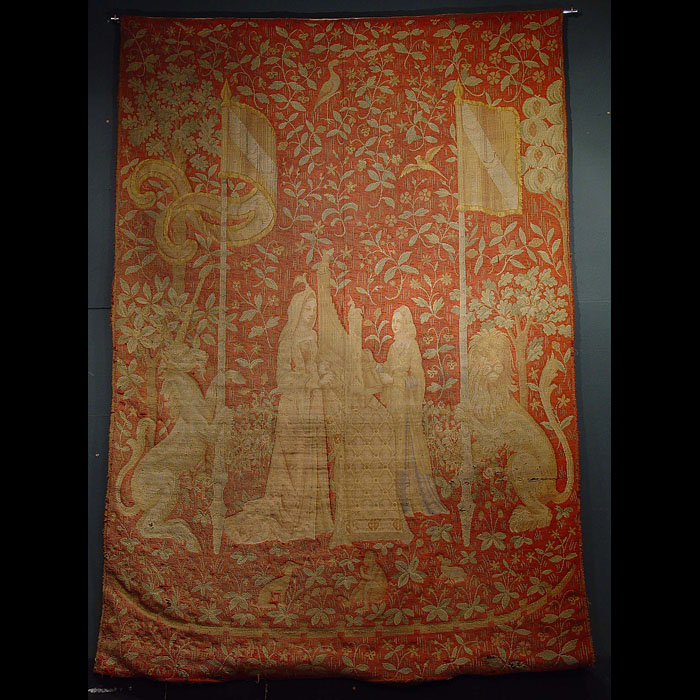 Antique Needlepoint Flemish Style 18th Century Tapestry
