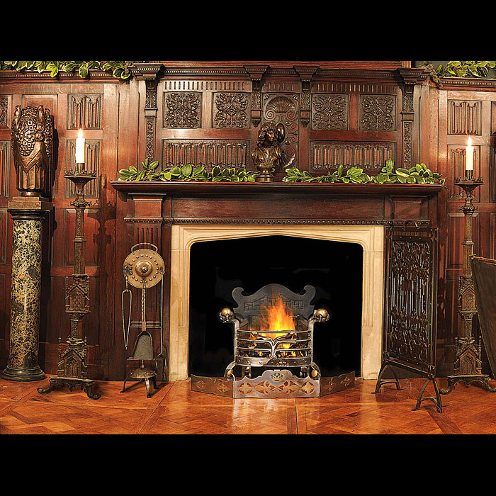 Antique suite of Oak Panelling in Jacobean manner with original Chimneypiece
