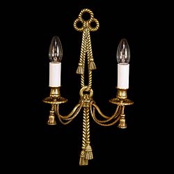 Antique English Regency roped Wall Lights with Bellflowers
