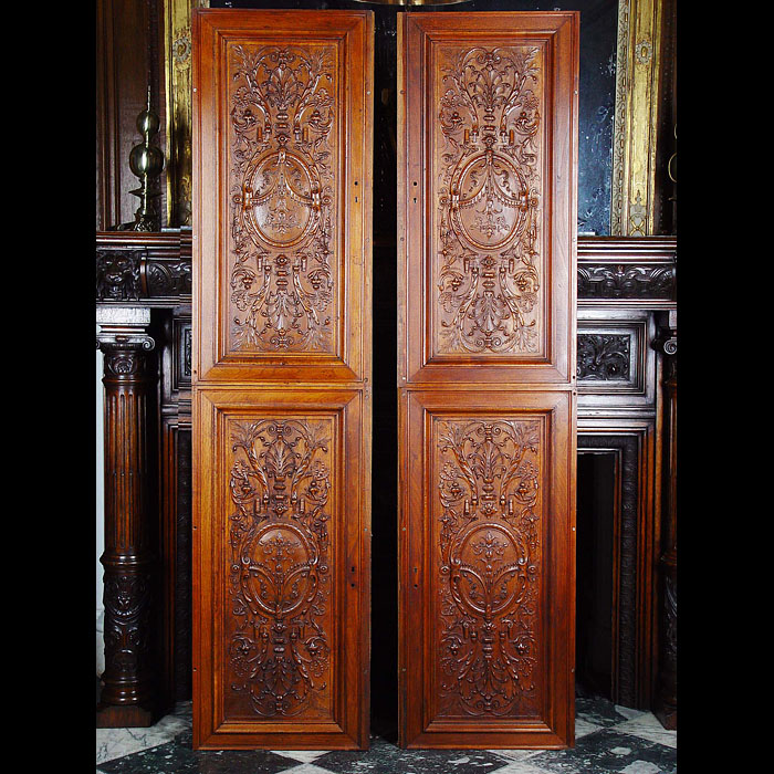 Antique carved walnut panels in the Renaissance manner 

