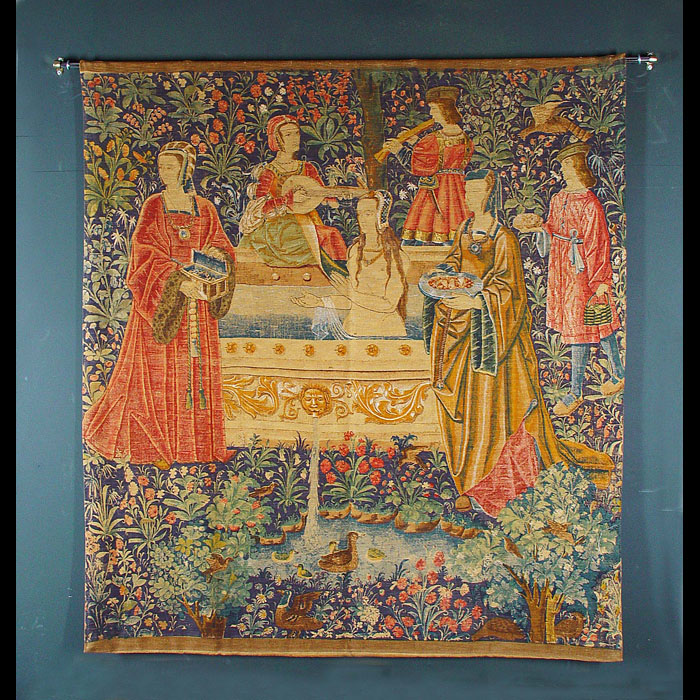 A Medieval Painted Canvas Tapestry



