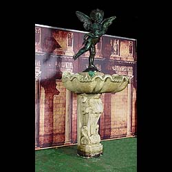 Antique Carved Stone Baroque style Wall mounted Fountain
