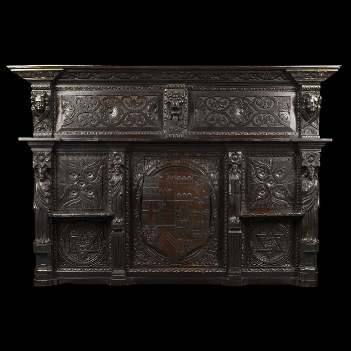 A Jacobean Style Carved Oak Overmantel 