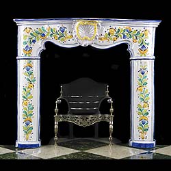 Antique hand-painted Ceramic Italian Rococo manner Fireplace

