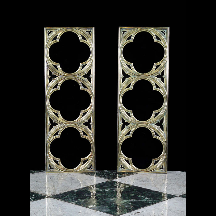 Antique 19th century Pair of Brass Window Frames in a Neo Gothic style
