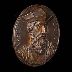 A cast iron antique portrait roundel of Vasco da Gama 