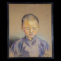 Antique Set of Five dated Pastel Portraits depicting Chinese Characters
