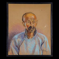 Antique Set of Five dated Pastel Portraits depicting Chinese Characters
