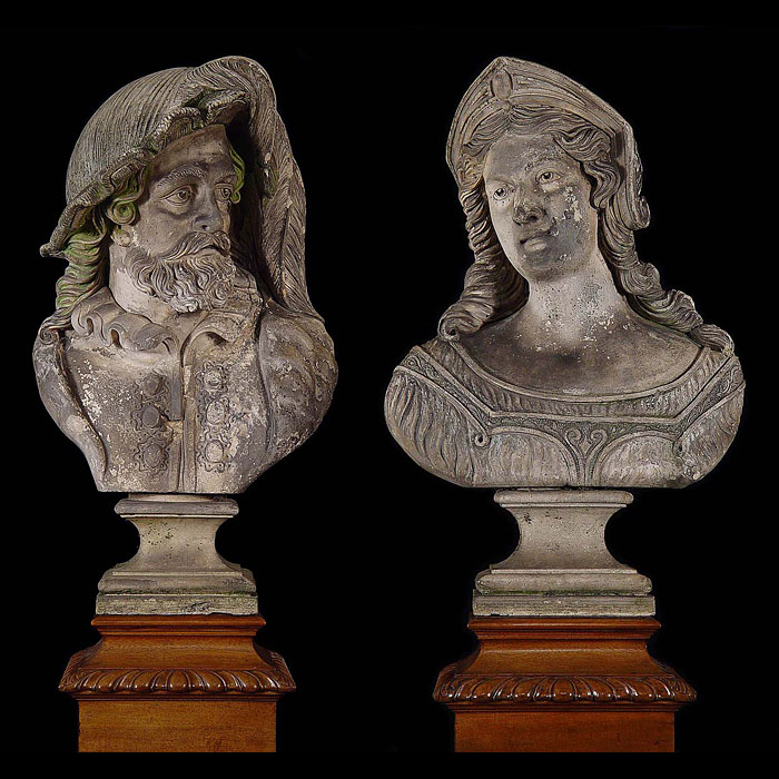 A pair of terracotta busts in the Italian Renaissance manner
