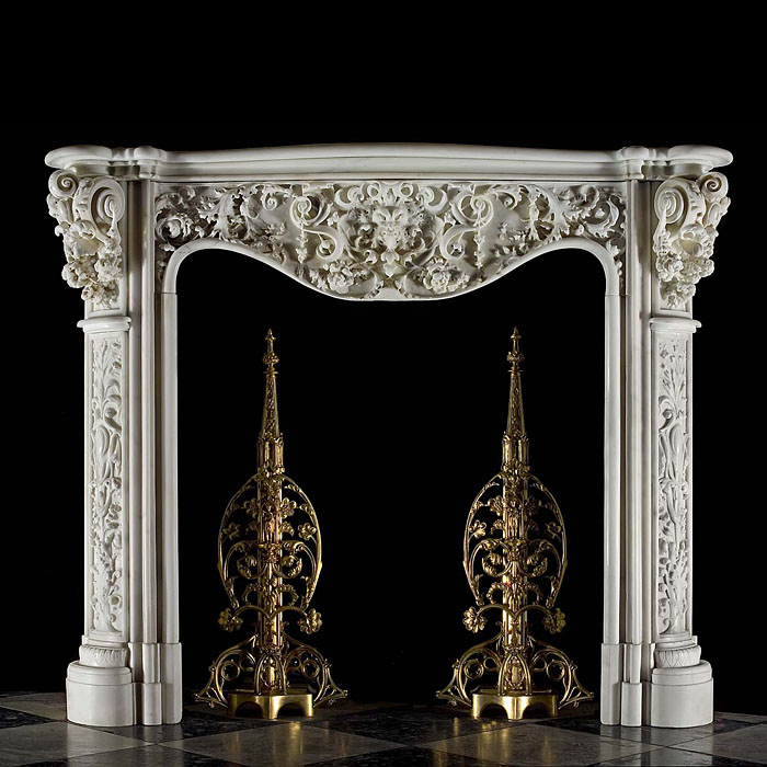Rare antique Italian Renaissance marble fireplace   