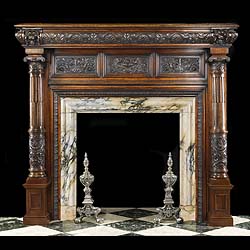 Antique carved Oak fireplace matel in the Italian Renaissance revival manner
