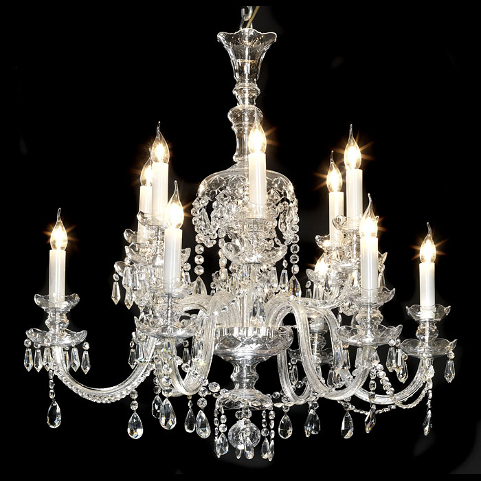 A crystal twelve branch early 20th century chandelier    