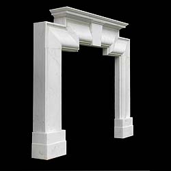 Antique White Statuary Marble Fireplace in a Bolection Art Deco style 


