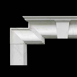 Antique White Statuary Marble Fireplace in a Bolection Art Deco style 


