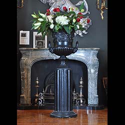  Antique Victorian Campana Urn on a Fluted Columnal Plinth in Cast Iron
