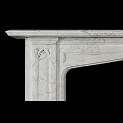 Antique Gothic Revival fireplace in Victorian white Pencil Statuary Marble
