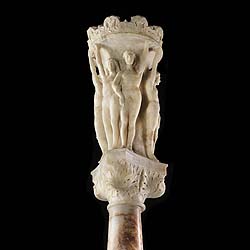 A majestic carved alabaster stele of the ascent of man.    