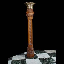  Antique Oak Jardiniere on a Pedestal in a Gothic Revival style
