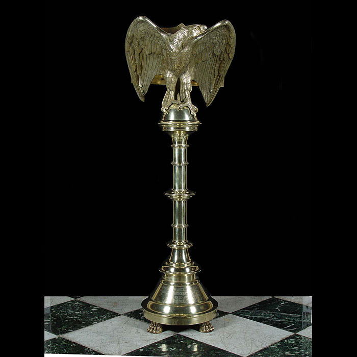 Antique Brass inscribed Victorian Eagle Lectern 
