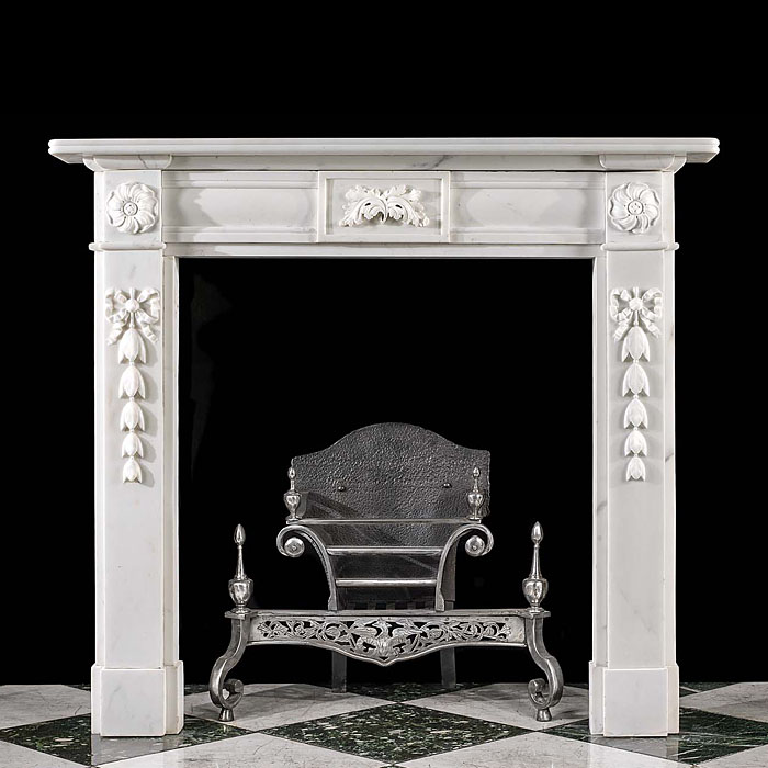 An Antique Statuary Marble Fireplace Surround