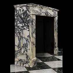 Antique Small Louis XVI fireplace in white Pavonazza Marble 

