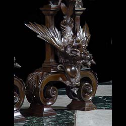  Baroque  style large bronze pair of andirons  