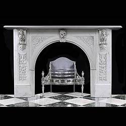 White Statuary Marble Victorian Antique Fireplace Surround
