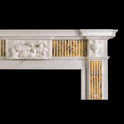 An antique neoclassical style statuary marble fireplace mantel