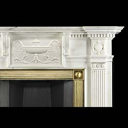 Antique Georgian carved Statuary Marble fireplace with fluted pilasters
