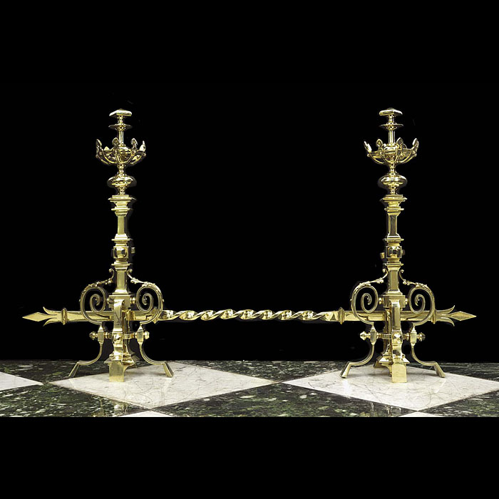A Pair of Tall Gothic Revival Chenets