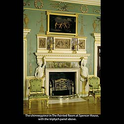 Antique Carved Pine and Limewood Fireplace in a Palladian style with decorative Putti 


