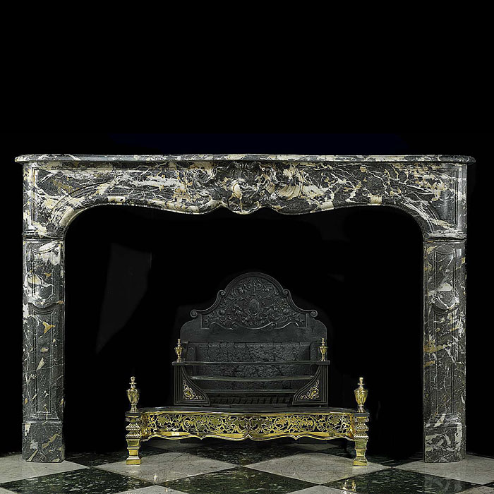 Antique Black Marble Rococo Louis XV French Chimneypiece
