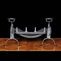 A pair of Antique burnished iron Andirons