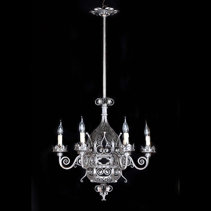 Antique Chandelier in Wrought Iron with pierced decoration in an Ottoman style 
