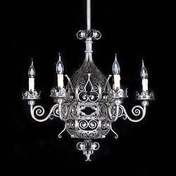 Antique Chandelier in Wrought Iron with pierced decoration in an Ottoman style 
