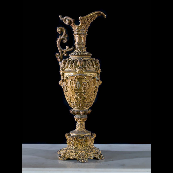 A Rococo style gilded spelter ewer 